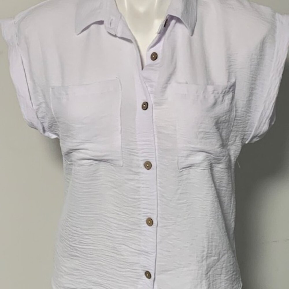 ELIZABETH & NICOLE WHITE SUMMER BLOUSE PETITE SMALL